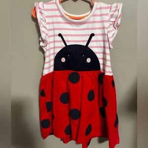 Adorable Ladybug Kids Dress - Red and Pink